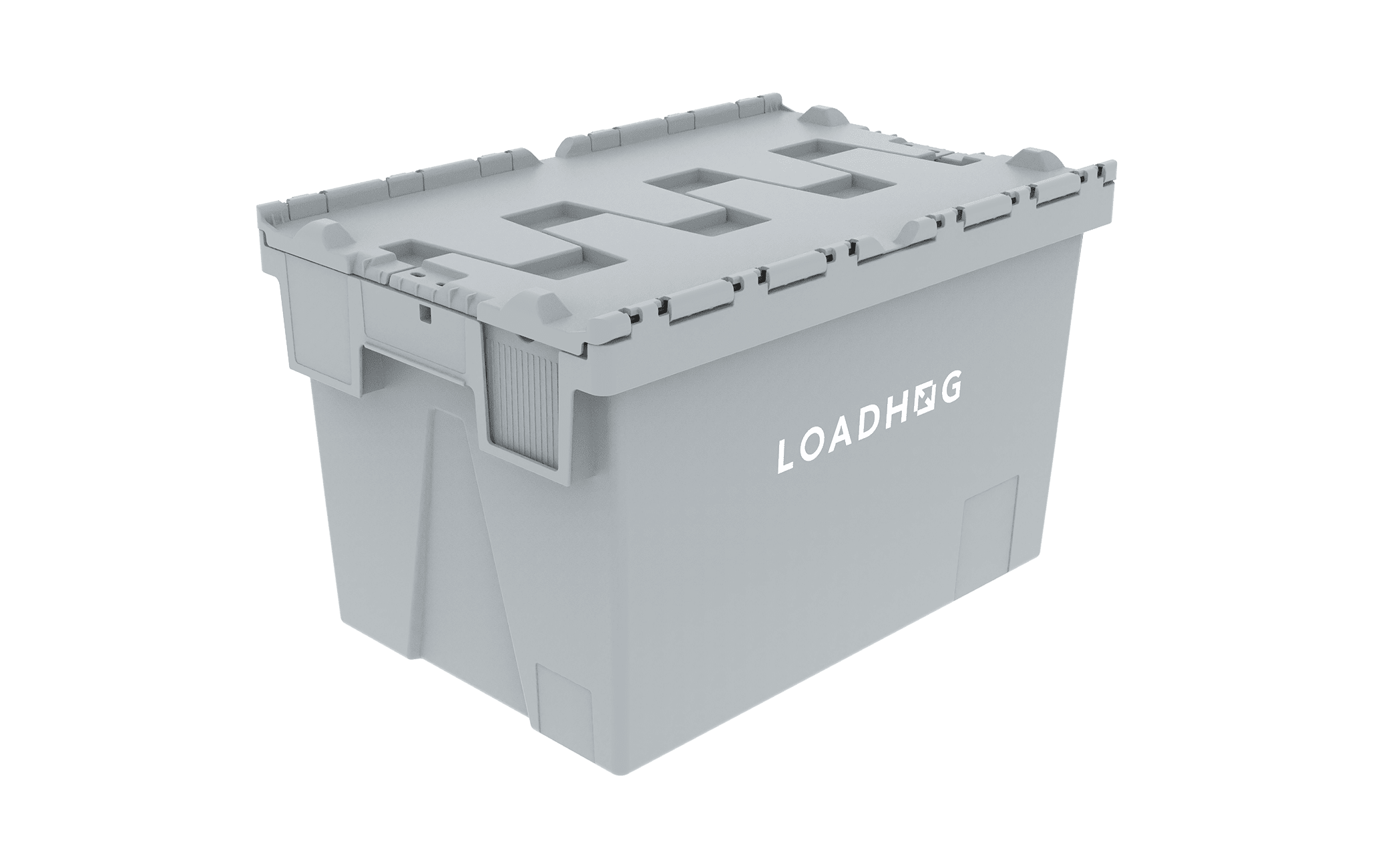 a high-capacity, heavy-duty plastic container with secure interlocking lid, designed for efficient handling, stacking, and protection of goods in demanding logistics environments