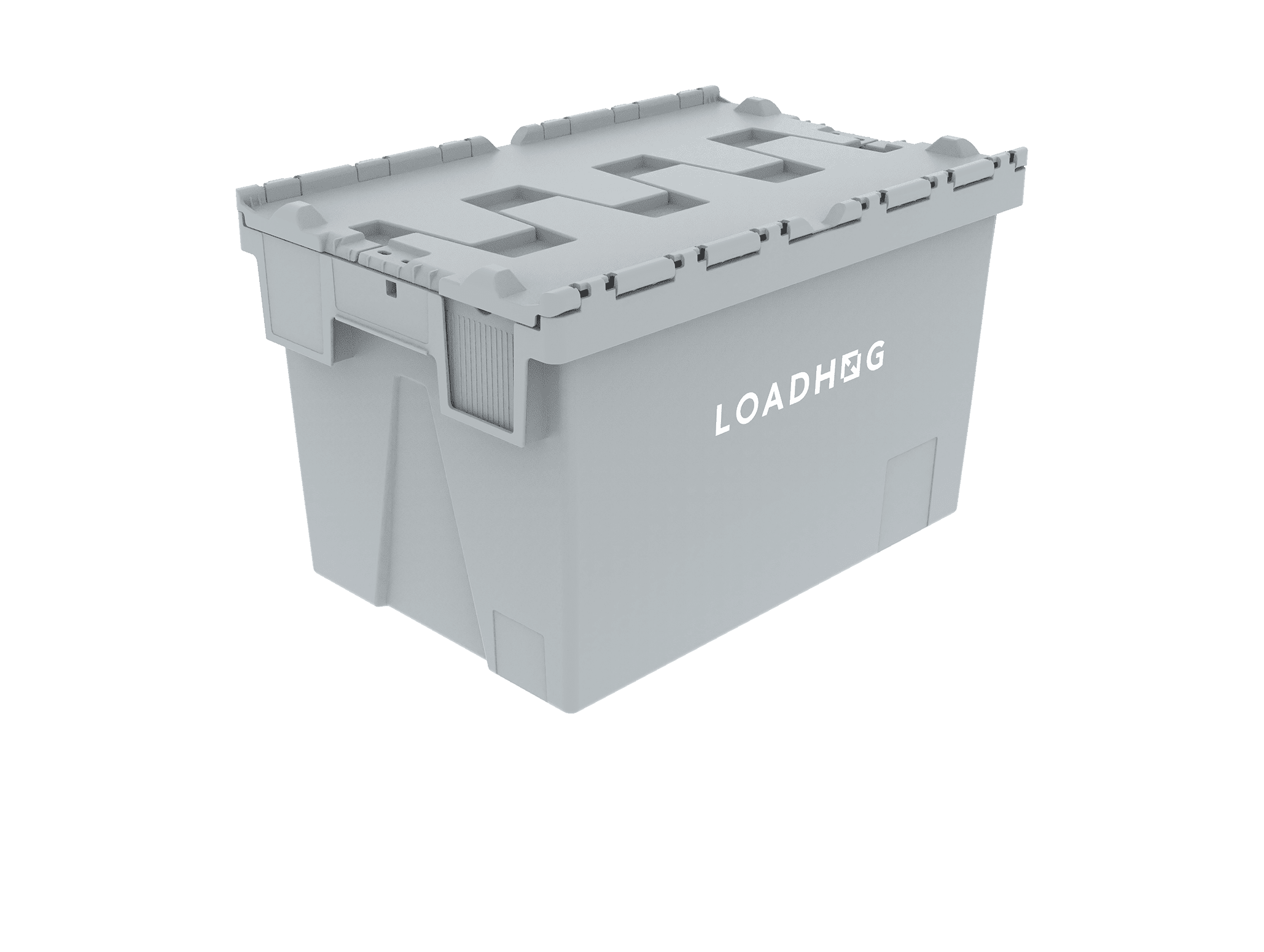 a high-capacity, heavy-duty plastic container with secure interlocking lid, designed for efficient handling, stacking, and protection of goods in demanding logistics environments