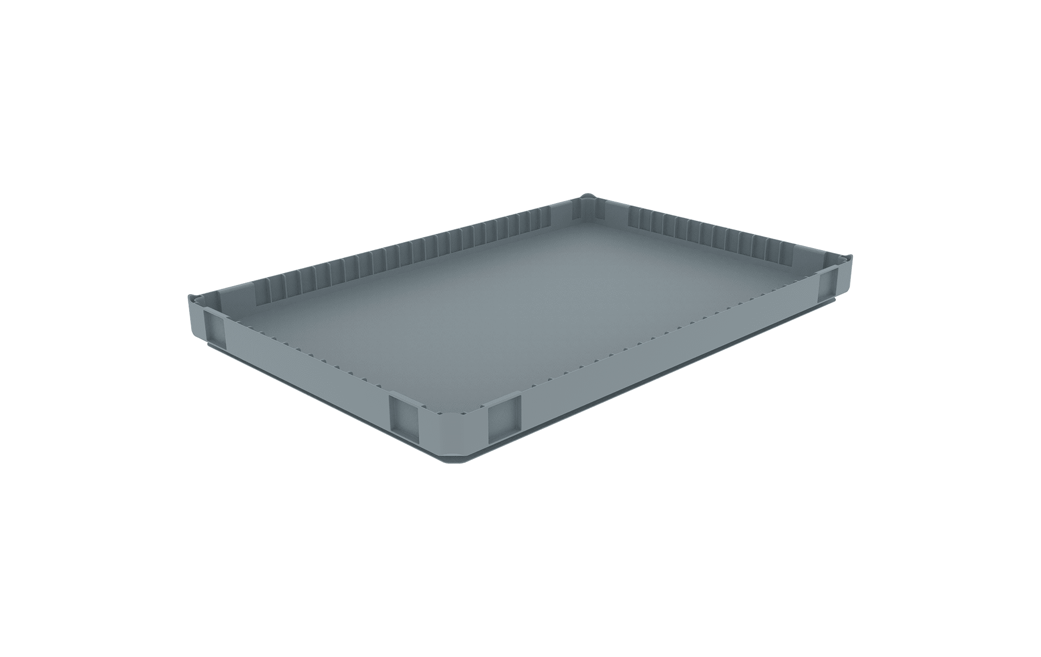 a lightweight, durable tray engineered for high-speed automated systems, featuring a flat base and consistent dimensions to ensure reliable robotic and conveyor handling
