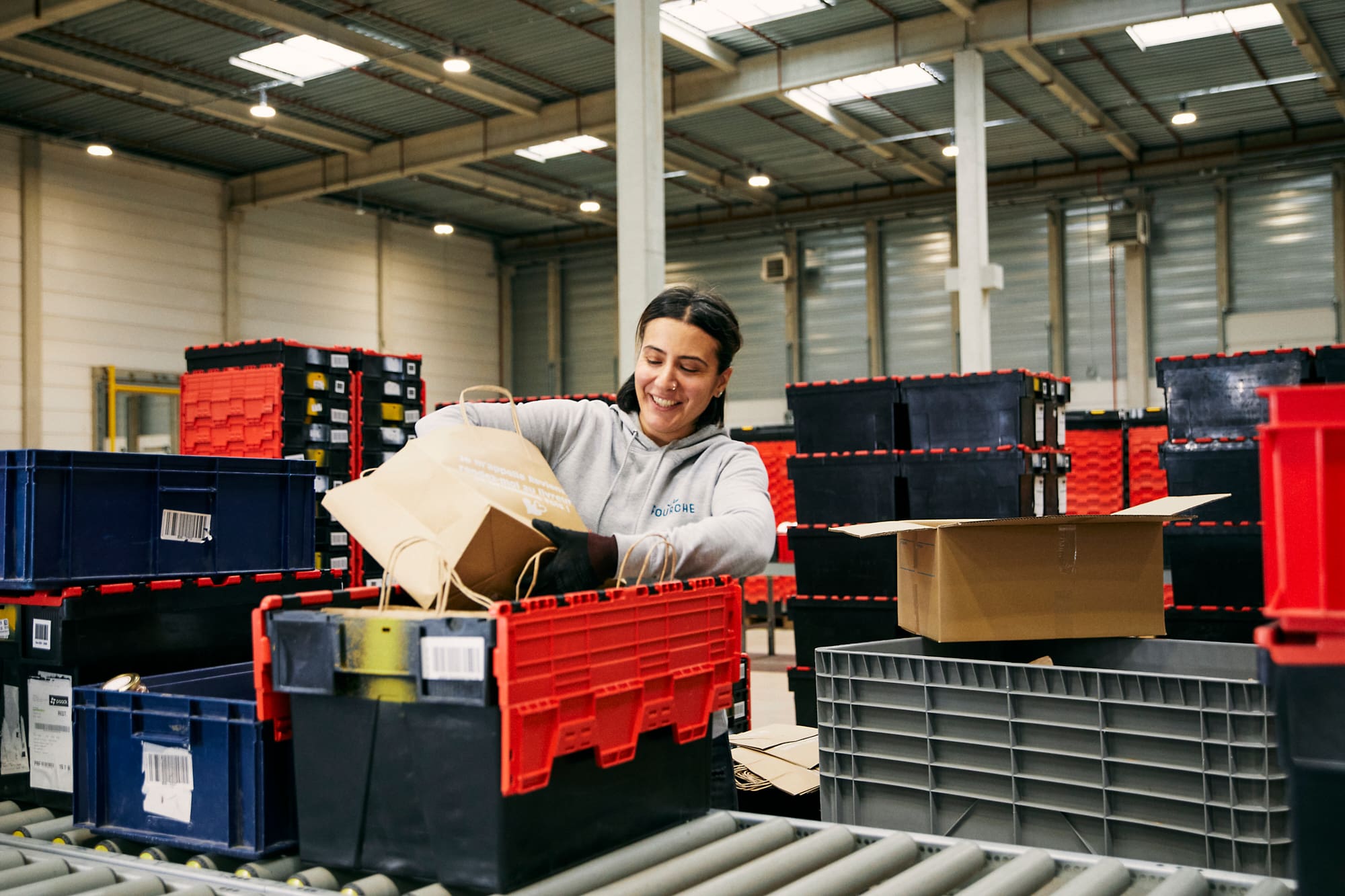 lidded tote being used in distribution centre