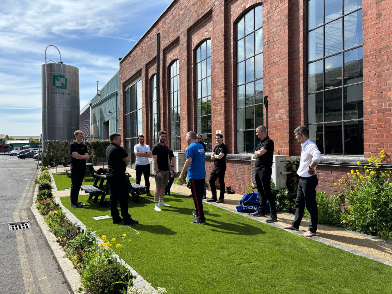 Group of Loadhog employees taking part in a self defence class